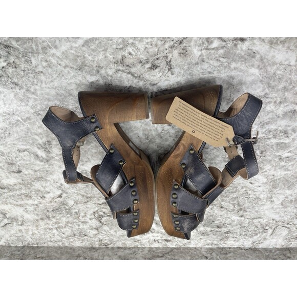 Bed Stu Black Caitlin Sandals Rustic Leather Strappy Heels Distressed Women's 10 - Picture 9 of 11